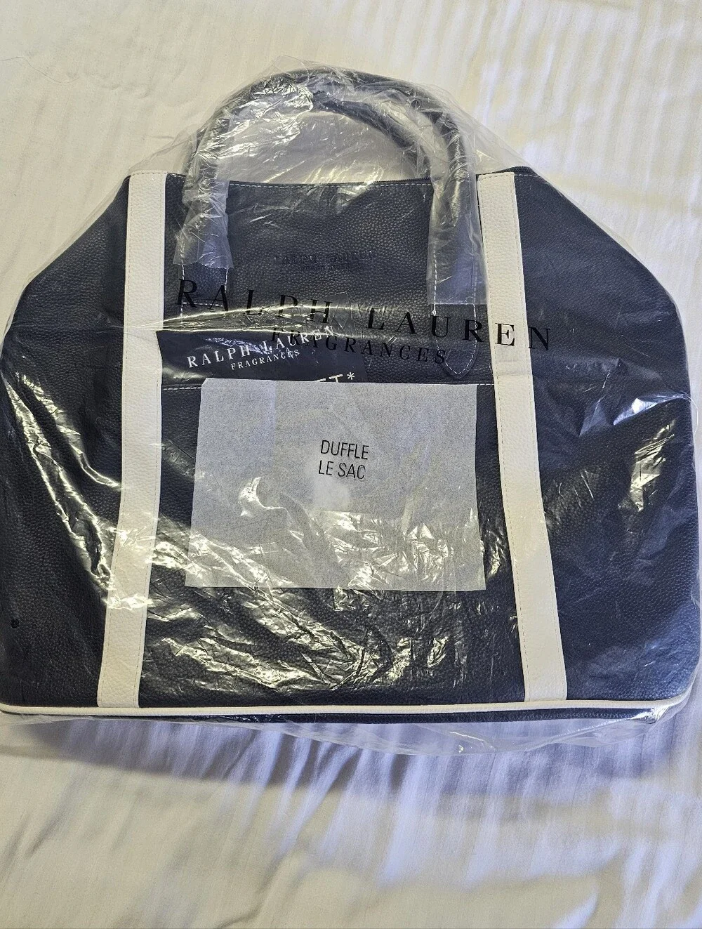 Ralph Lauren Navy and White Polo Duffle Bag